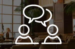 Icon of Two people illustration having two conversation bubble.