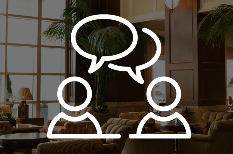 Icon of Two people illustration having two conversation bubble.