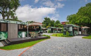 Exterior look of bus hotel, The Bus Collective Singapore.