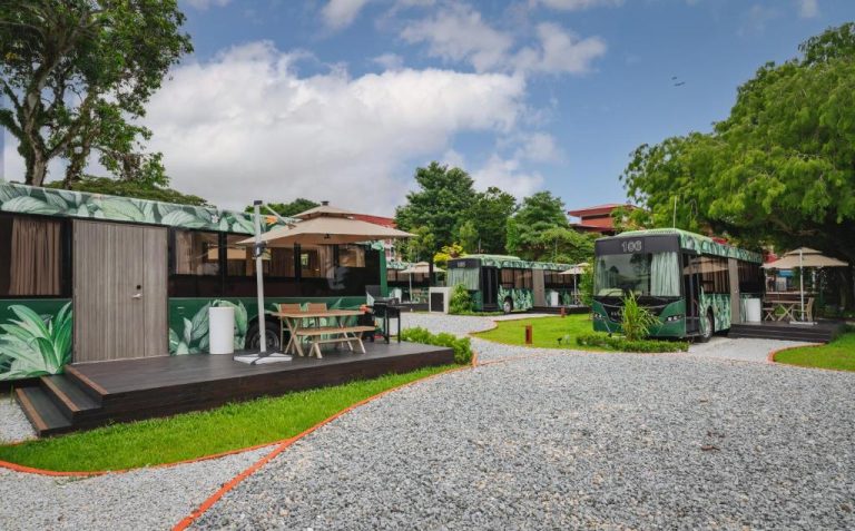 Exterior look of bus hotel, The Bus Collective Singapore.