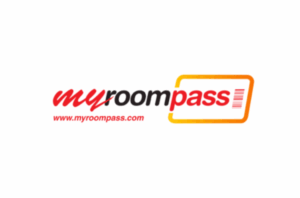 Logo of myroompass, in its official colour and white colour background.