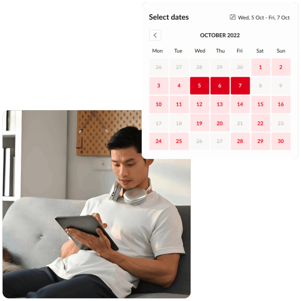 User-friendly booking engine by Qikinn, showing a visual representation of the powerful hospitality tools solution and integrated booking engine.
