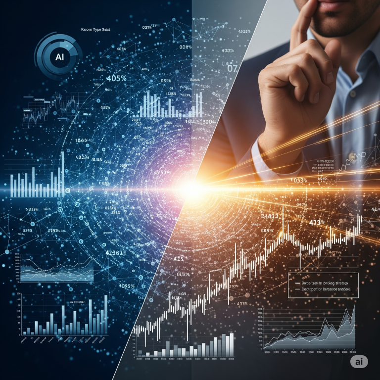 Illustration of AI in Hotel Revenue Management: Data is Key, But Intuition Wins​.